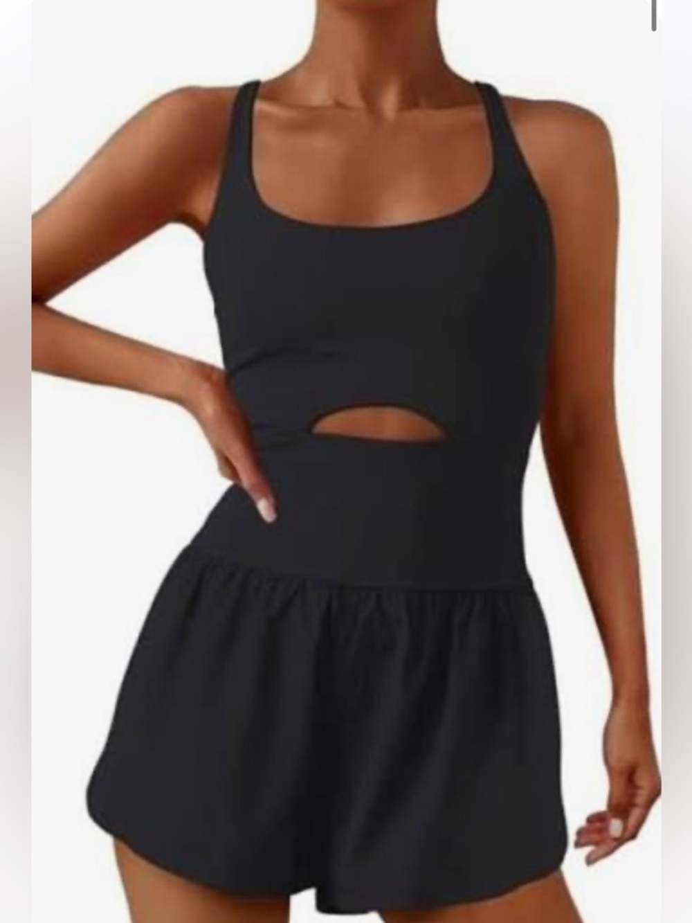 TCEC Black Cutout Tank Romper